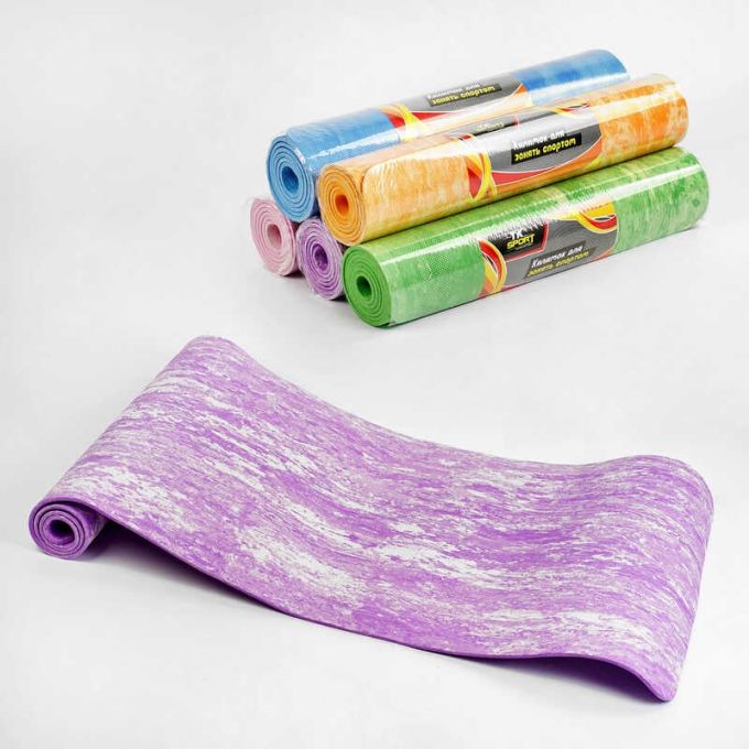 Килимок для йоги C 56207 (24) "TK Sport", розмір 61х173 см, товщина 0.6 см, ВИДАЄТЬСЯ ТІЛЬКИ МІКС ВИДІВ