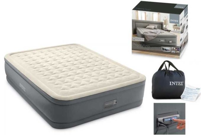 Intex Велюр матрац 64926 ND (2) 152х203х46см, вбудований електронасос PremAire, двоспальний