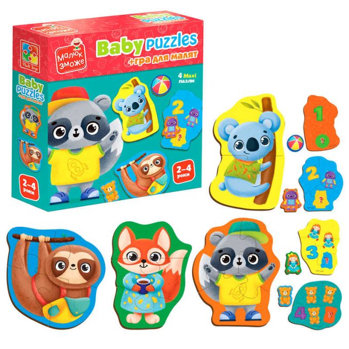 гр Пазли картонні з грою "Тварини. Іграшки" VT1722-27 укр (28) "Vladi Toys"