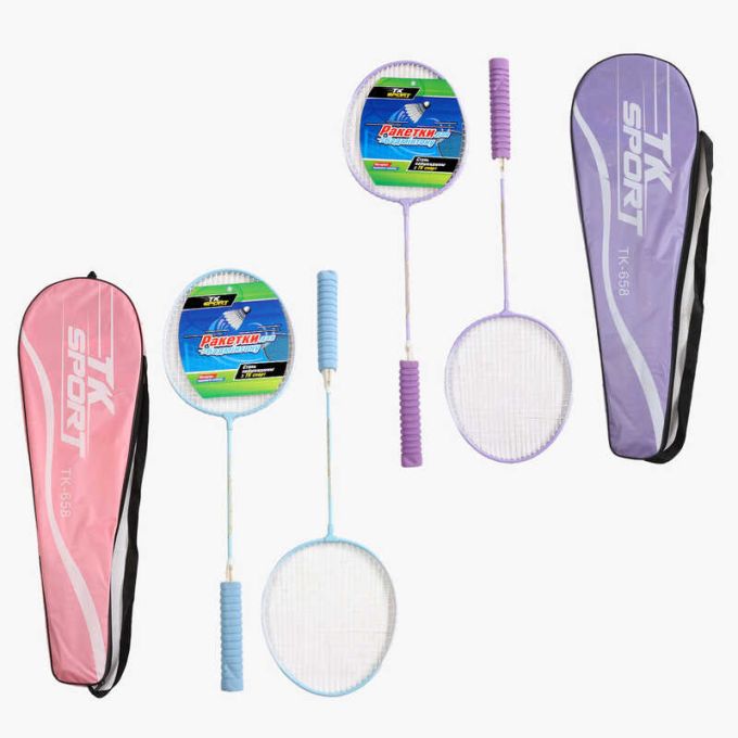 Бадмінтон D 40106 (50) "TK Sport", 2 кольори, 2 ракетки, металевий каркас, м’яка ручка, в чохлі