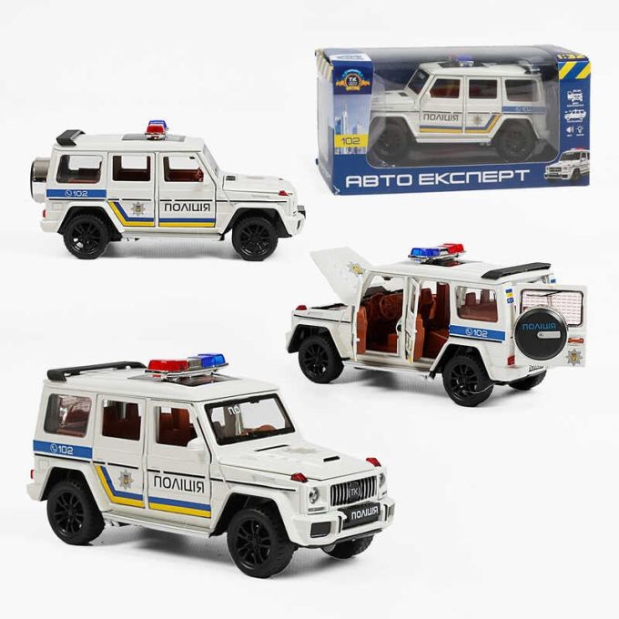 Машина 41393 (72/2) "Авто Експерт", "Поліція", металопластик, 1:32, звук, світло, інерція, відкриваються двері, в коробці