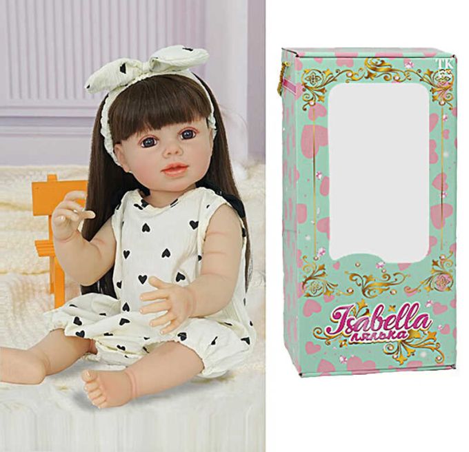 Лялька QM 24052 (12) "TK Group", висота: 50 см, гумова, імітація скляних очей, пустушка, пляшечка, памперс, прикраса, в коробці