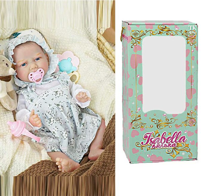 Пупс QM 24039 (12) "TK Group", функціональний, датчик руху, звуки: сміх, плач, засинає, висота: 42 см, гумовий, пустушка, пляшечка, памперс, шапочка, в коробці