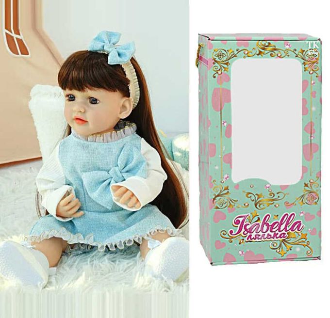 Лялька QM 88010 (12) "TK Group", висота: 50 см, гумова, імітація скляних очей, пустушка, пляшечка, памперс, взуття, пов’язка, в коробці