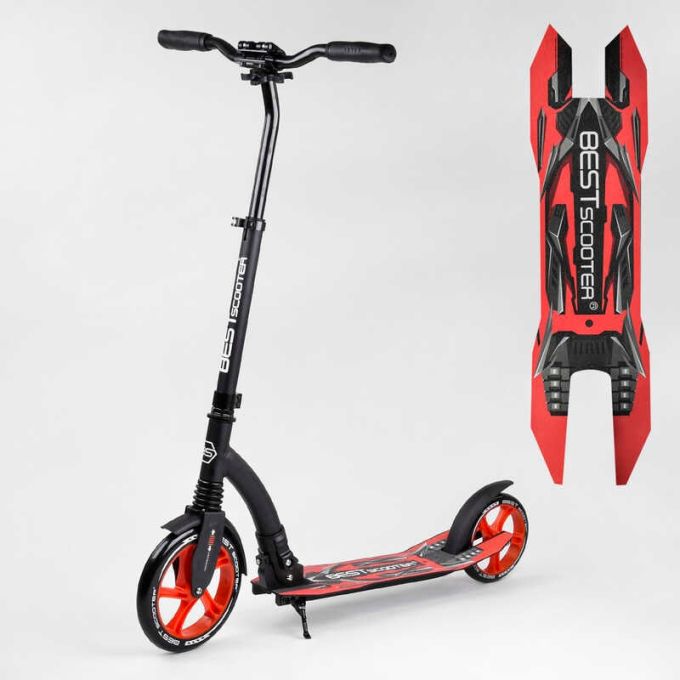 Самокат двухколесный Best Scooter 40860-1 (4) колеса PU - переднее 23 см, заднее - 20 см, 1 амортизатор, широкий руль, зажим руля, У ПАКЕТІ