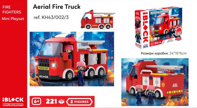 Конструктор Kids hits IBLOCK JUNIOR арт. KH43/002/3 (24шт)   FIRE 221дет., короб. 32*5*21.5 см