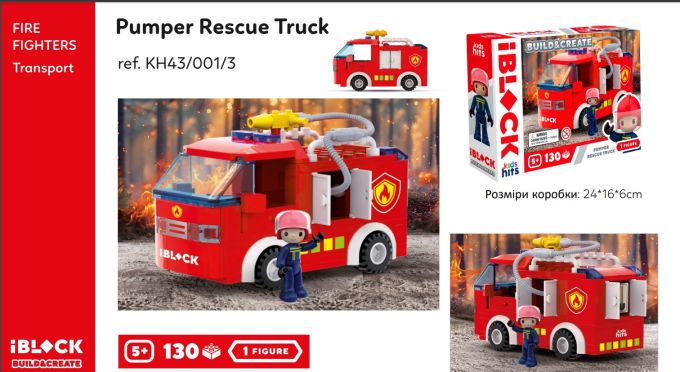 Конструктор Kids hits IBLOCK JUNIOR арт. KH43/001/3 (36шт)   FIRE 130дет., короб. 24*16*6 cm