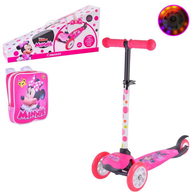 Самокат дитяч. 3-х кол. Minnie Mouse  LS2113 (6 шт) , складаний, PU світло