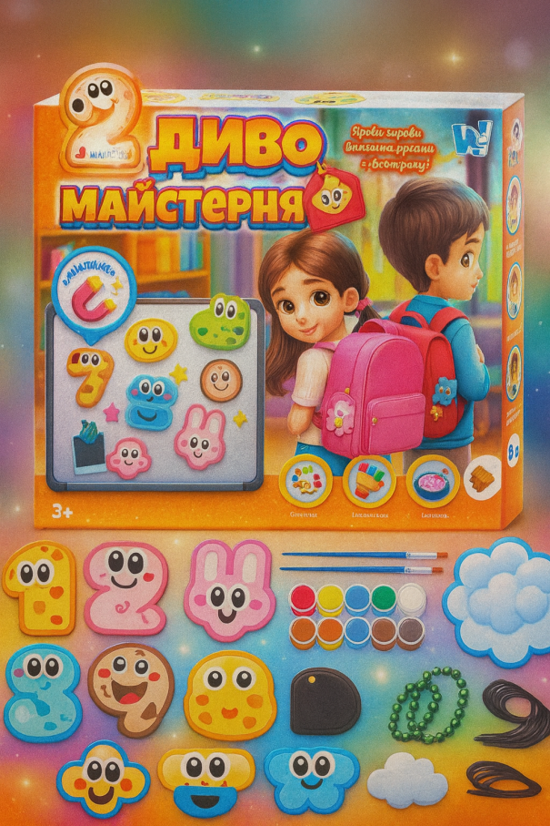 Магнітні брелки "Диво майстерня" 38118 (60) "WToys", шнурок, основи, фарби, пензлики, палітра, в кор