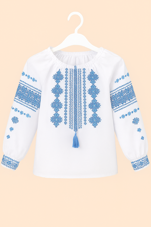 Блузка-вишиванка біла дівч 7-11 15313