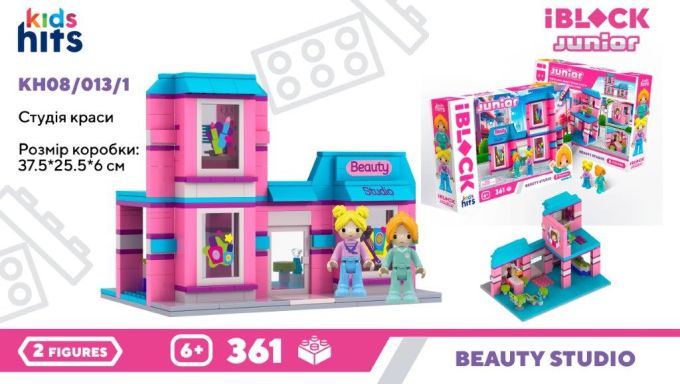 Конструктор Kids hits IBLOCK JUNIOR арт. KH08/013/1 (24шт/2) Студія Краси, 361дет.,2 фиг, у  короб. 37,5*25,5*6см