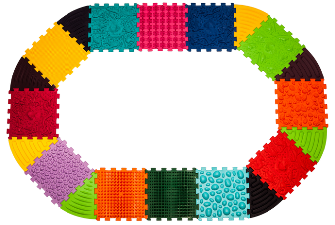 Масажний килимок Ортек Динозаври Пазли 12 ел. + 8 Трикутників 28x28 см