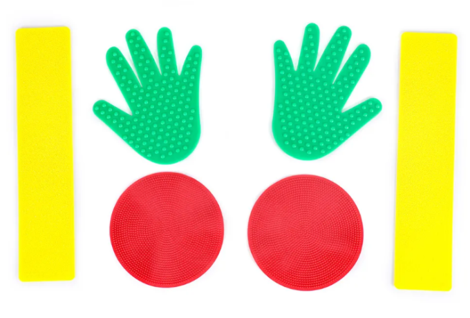 Набір для сенсорного розвитку дитини Ручки-ніжки 16 ел. Сенсорні текстурні килимки для нейрогімнастики 35x20 см