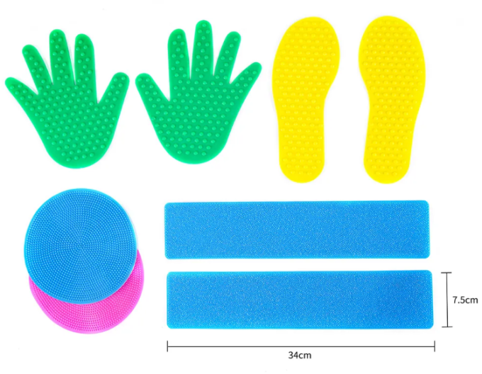 Набір для сенсорного розвитку дитини Ручки-ніжки 16 ел. Сенсорні текстурні килимки для нейрогімнастики 35x20 см