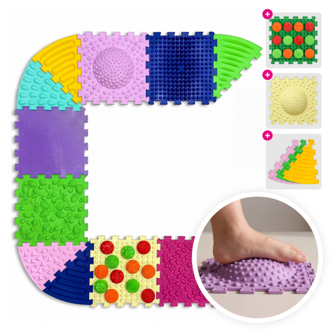 Масажний килимок «Ортек Мульти Мікс» 6 елементів + 6 Секторів 27x13 см