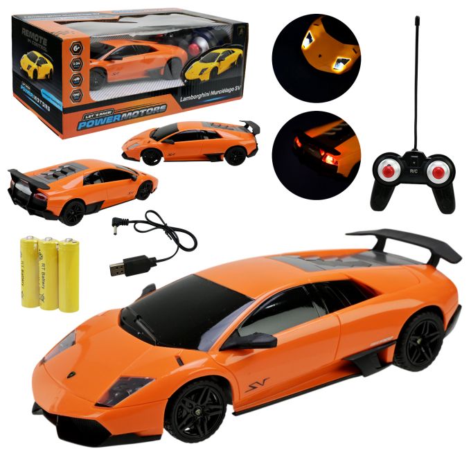 Машина р/к арт. PM2409 ORANGE (24шт),"POWERMOTORS",1:24 LAMBORGHINI LP670,помарвнчевий колiр, акум.,світло у кор.26,5*14*10,5см.