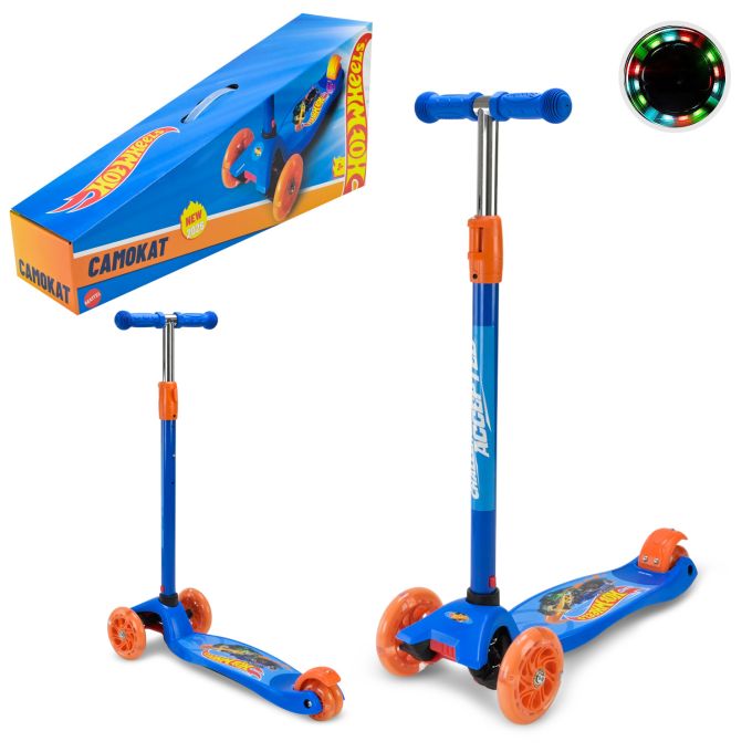 Самокат дитячий 4-х коліс.  Hot Wheels арт. BH2617 (6шт) MAXI, колеса PU світяться короб 58х15х28 см