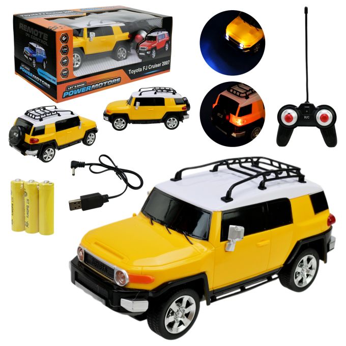 Машина р/к арт. PM2407 (24шт),"POWERMOTORS",1:24 TOYOTA FJ CRUISER,жовтий колiр, акум.,світло у кор.26,5*14*10,5см.
