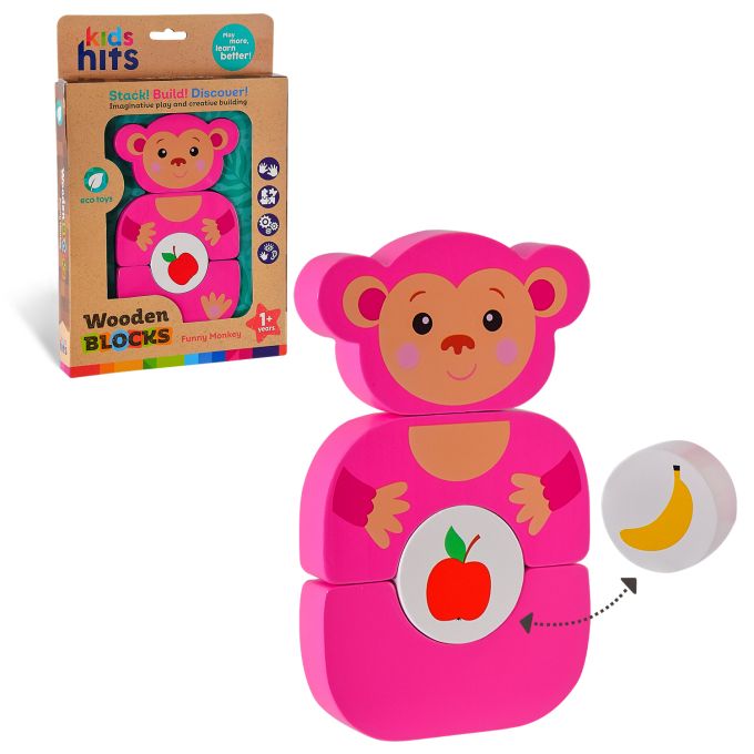Дерев'яна іграшка Kids hits арт. KH20/002 (40шт) мавпочка 4 деталі кор. 18,5*27,9*3 см