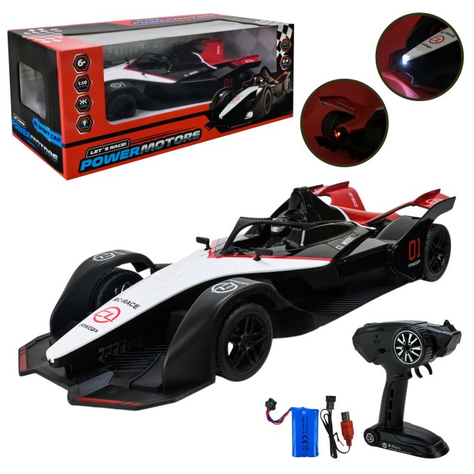 Машина р/к арт. PM3404BLACK/RED (6шт),"POWERMOTORS",1:10,чорно/червоний колір,акум.,світло у кор.56*26*22см.