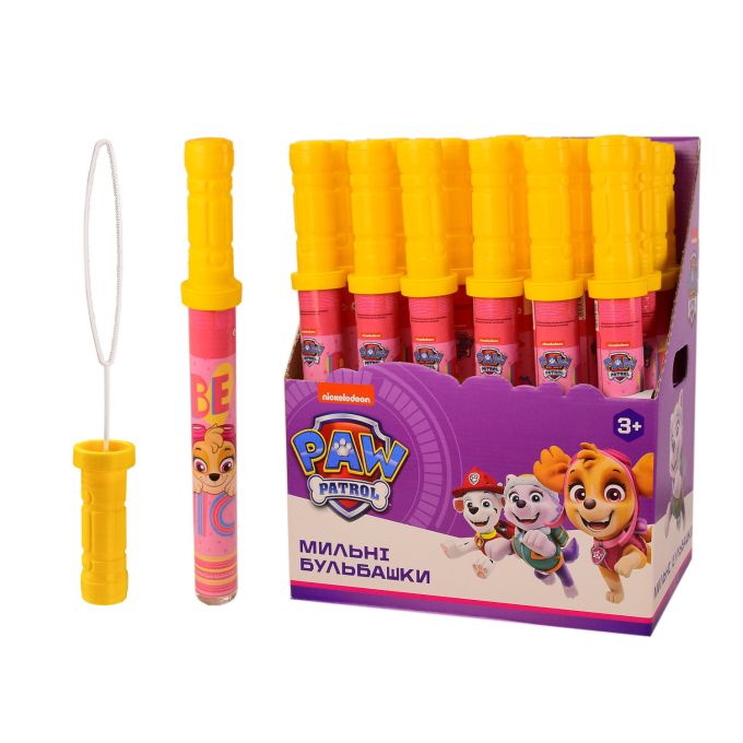 Мильні бульбашки арт. KC-0064 (96 шт.) Paw Patrol рожевий 160 мл. 24 шт у блоці, 4 блоки в ящику, ціна за 1 шт, упак. - 28 * 19 * 35.5 см, р-р іграшки - 4 * 4 * 35 см