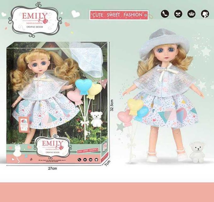 Лялька QJ 136 C (48/2) накидка, панамка, повітряні кульки, ведмедик, в коробці