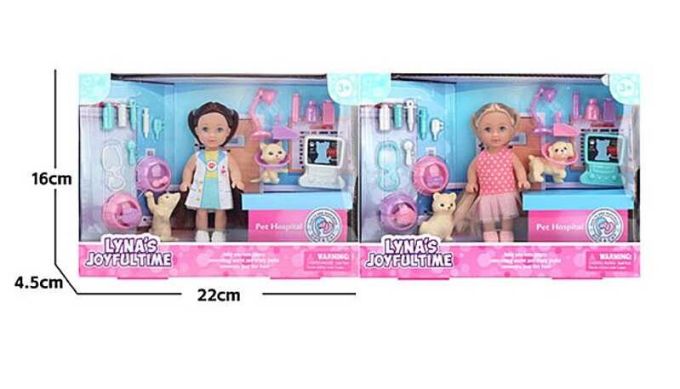 Лялька 3813 (96/2) 2 види, висота: 12 см, аксесуари, улюбленці, рухомі кінцівки, знімний одяг, в коробці, ВИДАЄТЬСЯ МІКС