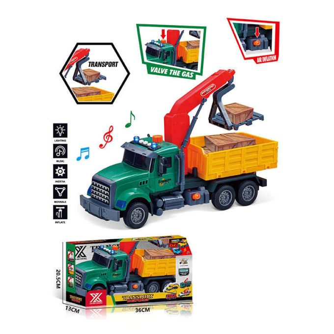 Спецтехніка 688-5 B (24) “Вантажівка з підйомником”, довжина 33 см, підсвічування, звукові ефекти, інерція, гумові колеса, висувна стріла, рухомі деталі, ящики, в коробці